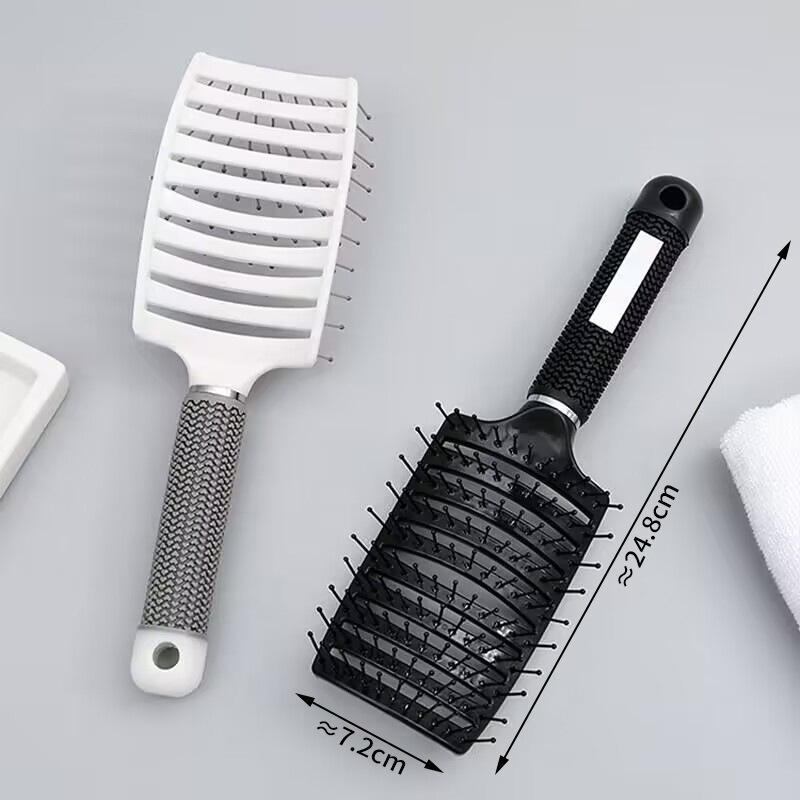 Raíz de cabello curvo, esponjoso, flexión grande, peine de peinado para el cabello, peine de costillas de masaje, peine de pelo rizado largo para hombres y mujeres