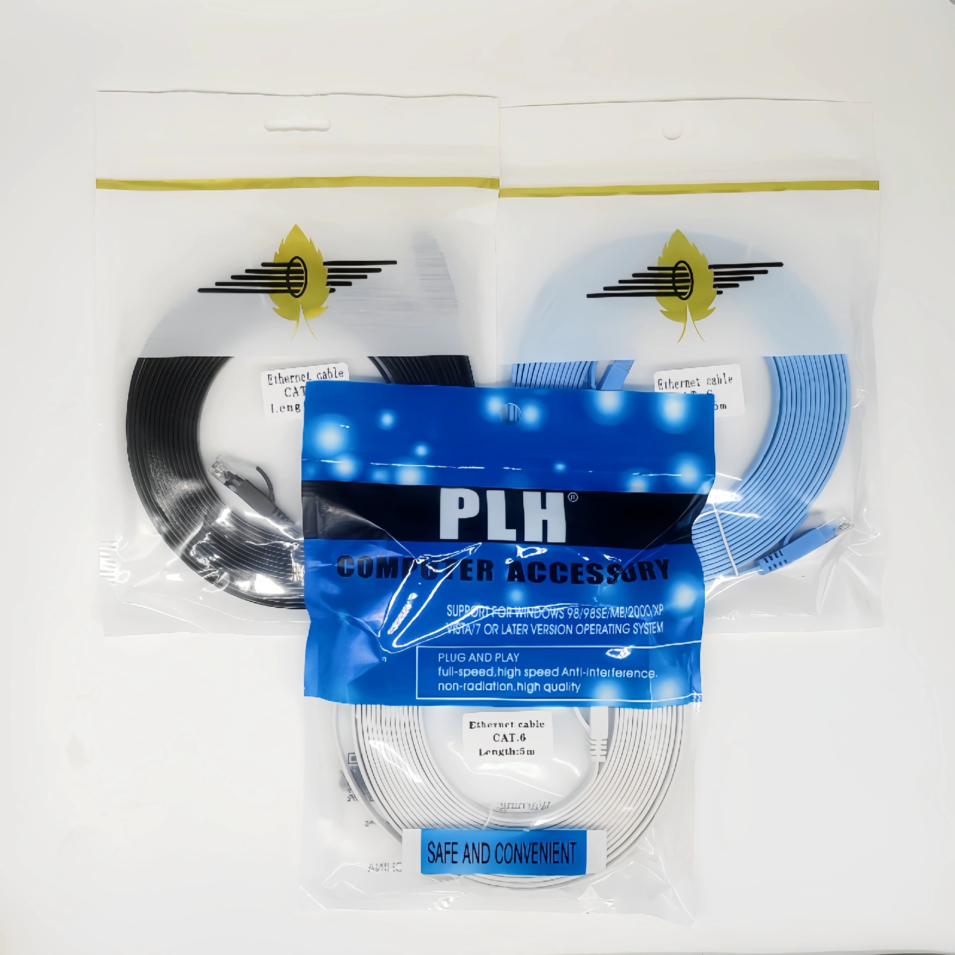 Шесть типов CAT6E Gigabit перемычка плоский готовый сетевой кабель Широкополосные линии маршрутизации неэкранированные шесть типов плоских перемычки