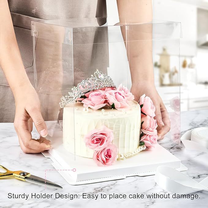 Caja de caja de pastel de cumpleaños totalmente transparente 4 4 6 6 6 pulgadas 8 caja de embalaje de pastel de altura de doble capa única 10 10 12
