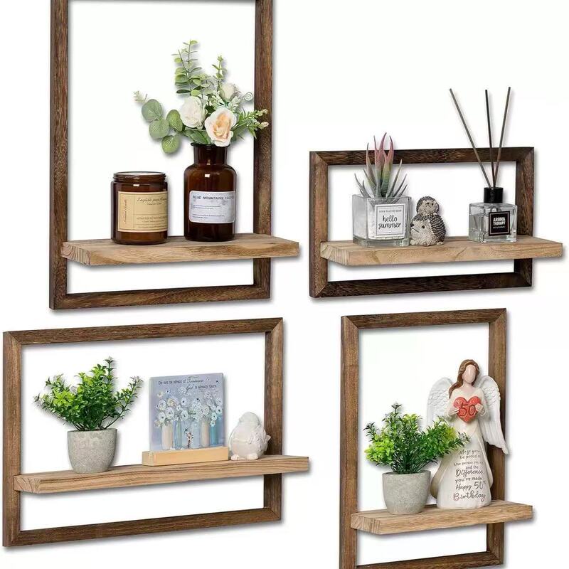 Wooden Photo Frame Storage Rack Living Room Wall Decoration Rack Picture Frame Display Rack Floating Partition Combination Rack