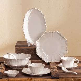 Neoclassical Tableware Creative Series Dish Set Kiln-Turned Simple Household Ceramic Underglaze Color Rice Bowl Manufacturer Wholesale