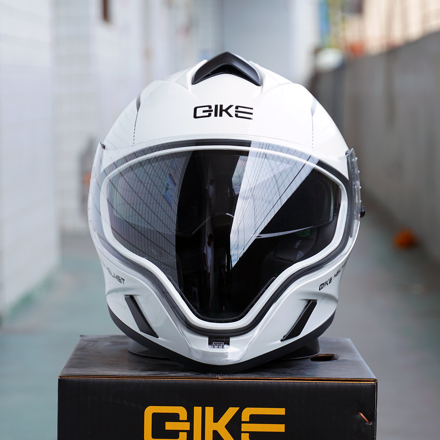 Full Face Modular – Motuoche Motosiklet kaskı (dəbilqə) - white-track-y10-bluetooth-headset-aurora-lens-clear-lens-anti-fog-film-arm-sleeves-riding-mask-m