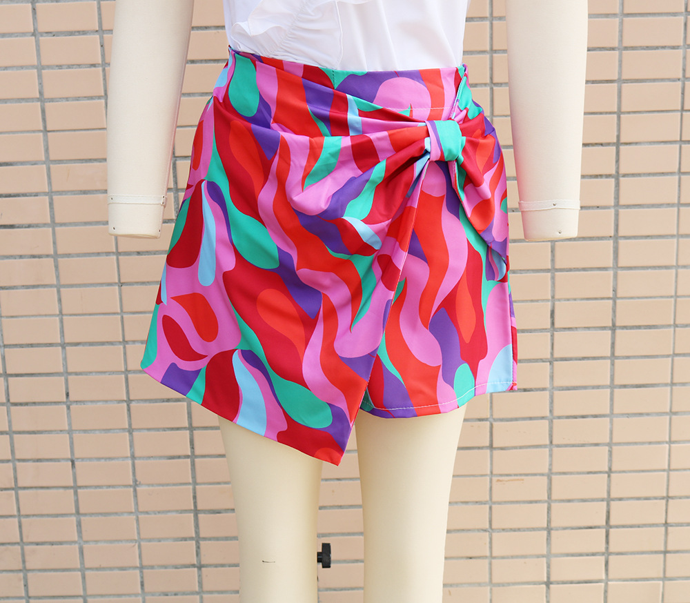 245g Weight Knee Length Pants Length Polyester Fabric Type High Waist Waist Line Straight Pants Pants Type Micro-Elastic Elasticity Daily Occasion Slim Fit Type Color Block Pattern Summer Season Women's Gender Printing Design Vacation Style Women's Daily Vacation Color Block Knee Length Printing Straight Pants 6