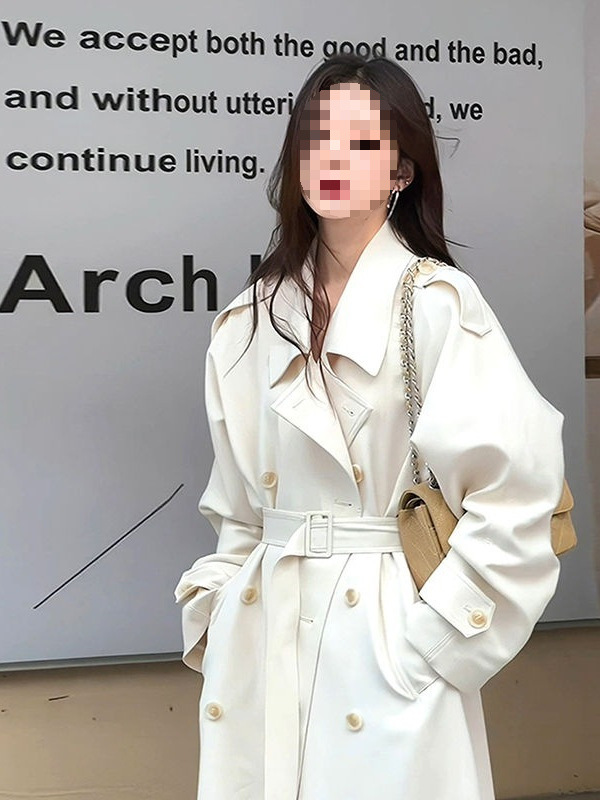 Let Me Shine: Xu Yan, Zhao Lusi's Same Style Trench Coat with a Draped Mid-Length Design, Elegant Lapel Jacket Coat for Women