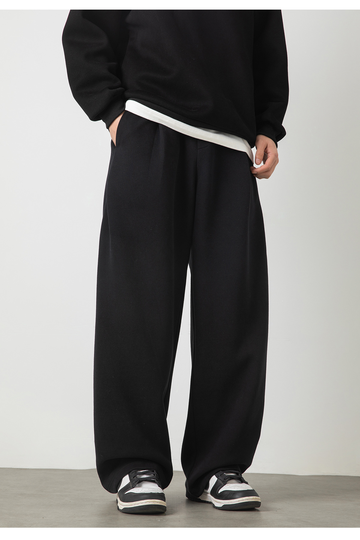 Monochrome Man- Side Double Pleated Sweatpants Men Spring New Trendy Brand Retro Scimitar Casual Sports Loose Texture Long Pants_viptrois.com