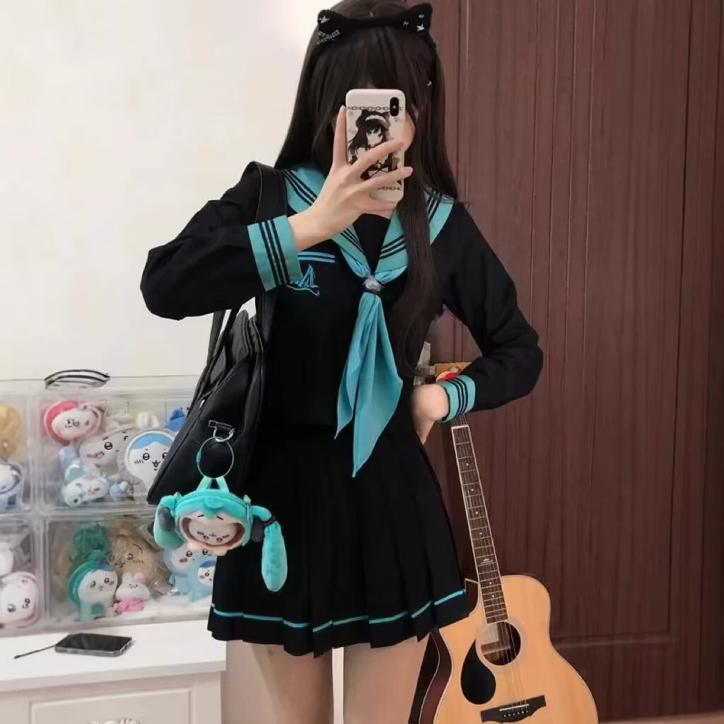 Aokihime 2025, весенне-летняя униформа Hatsune средней длины, униформа JK, юбка, базовый моряцкий костюм с длинными рукавами в консервативном стиле