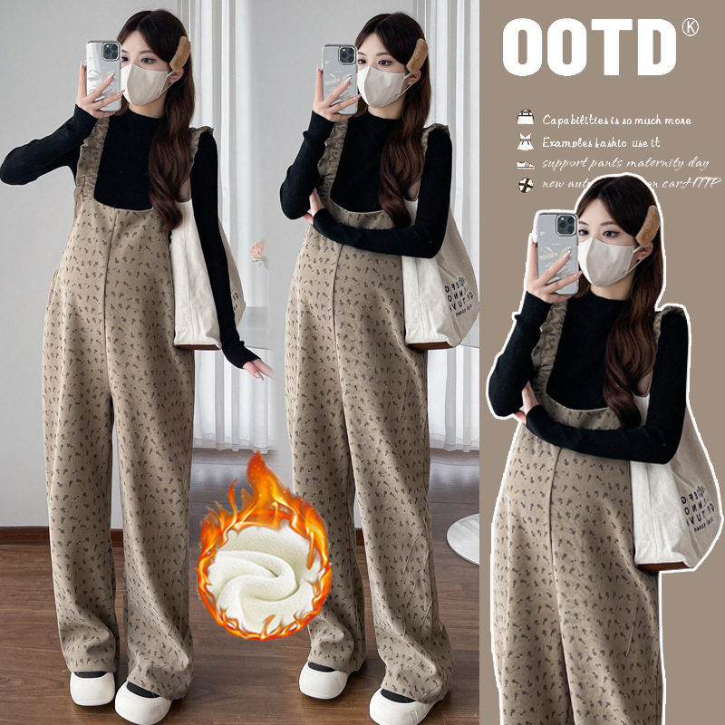 Maternity Overalls for Petite Women in Autumn and Winter, 2025 New Style, Fashionable, Loose and Casual Two-Piece Set