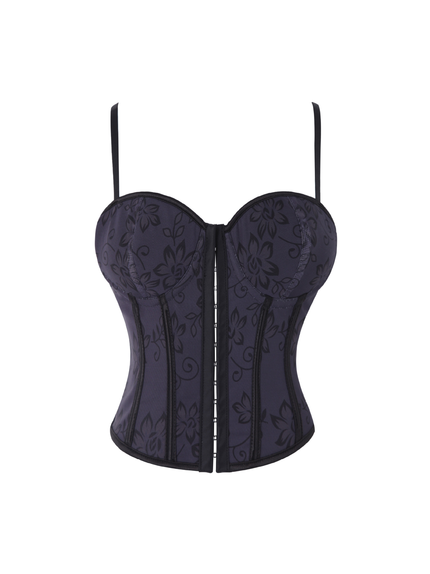 Nuevo estilo francés negro delantera cabina con cojín de pecho para apoyar el pecho para reunir hueso de pescado ajustado vestido exterior transfronterizo