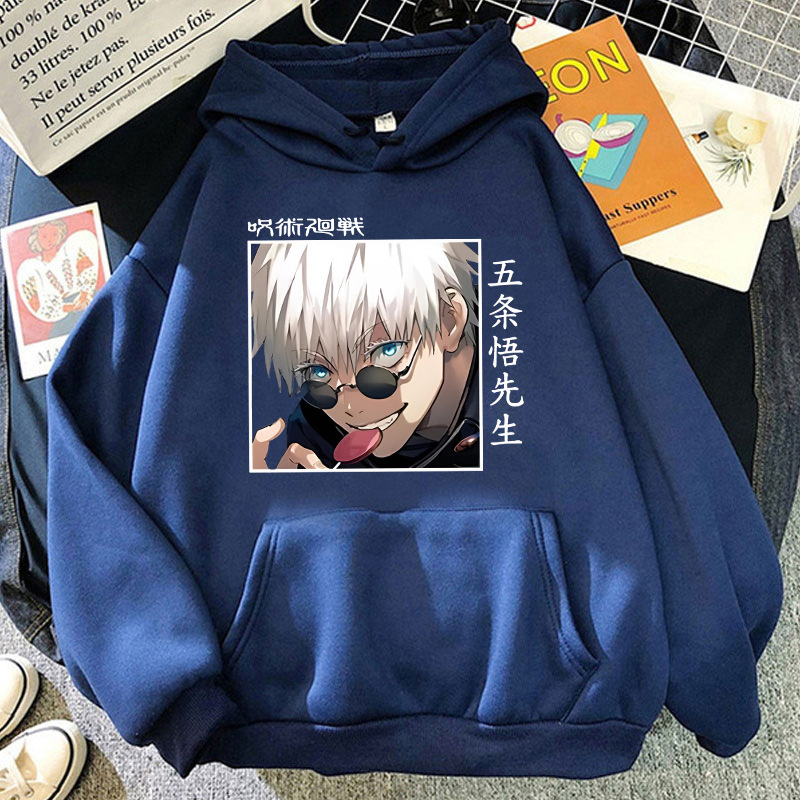 New Anime Hoodie Cool Gojo Satoru Printed Round Neck Long