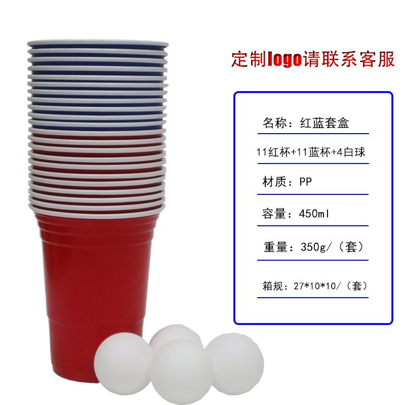 450ml11 TAZA ROJA + 11 taza azul + 4 tenis de mesa