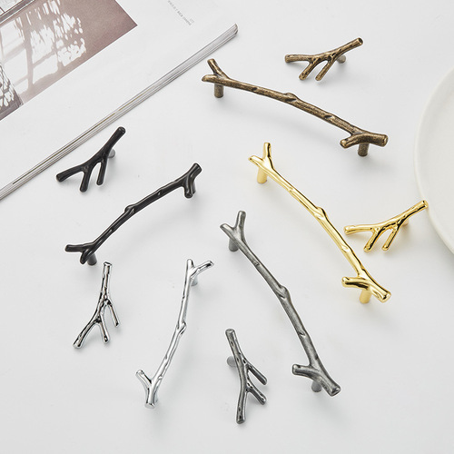 European classical Chinese style black branch handle personality modern simple creative cabinet wardrobe door handle retro