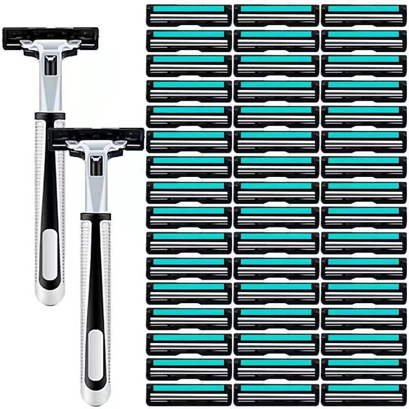 Manual Razor Washable Shaving Blade Beard Knife Blade Old-Fashioned Beard Head Double-Layer Knife