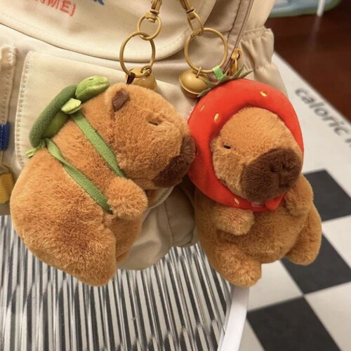 Capibala pendant capybara keychain cute turtle backpack bag pendant strawberry hat student gift ins