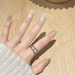 【30片】春日新款美甲青提奶綠絲絨磨砂貓眼穿戴美甲貼可拆卸指甲