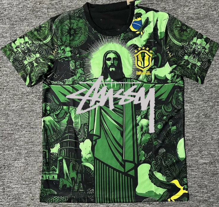 Футболка Stussy Stussy с подписью, Аргентина, Интер, Бразилия, Италия, Фламенго, короткие рукава