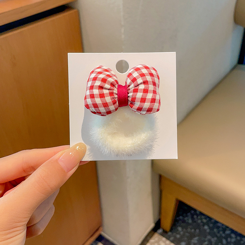 Accesorios para el cabello de los niños arco banda para el cabello Niñas Otoño e Invierno cuerda para el cabello de felpa Niña Linda tocado lazo banda de goma para el cabello