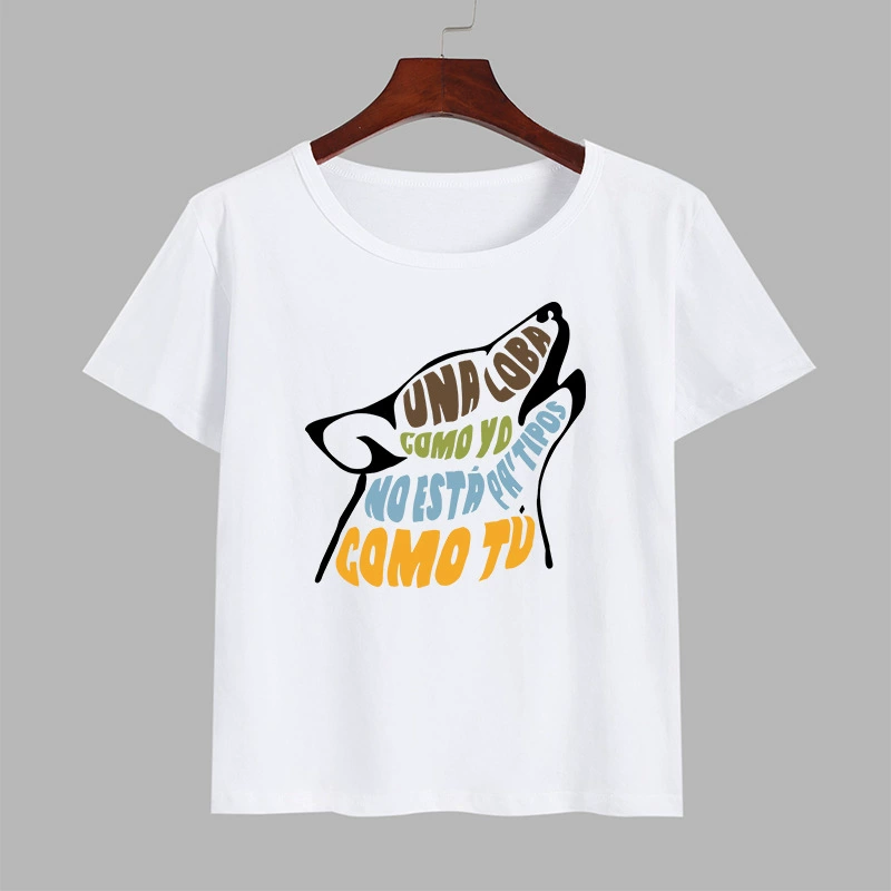 Футболка внешней торговли una loba como you no собака с короткими рукавами топ AliExpress одежда трансграничный источник