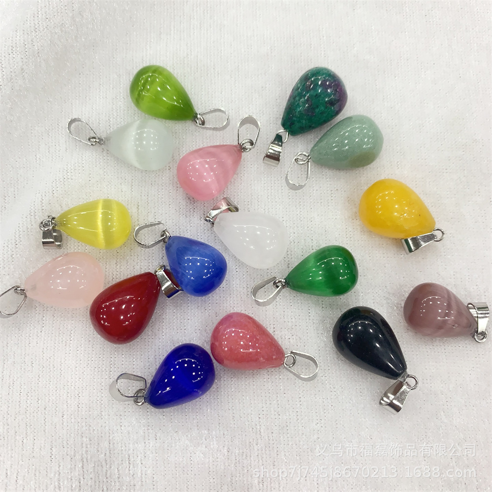 13*18mm ronda gota de agua colgante amatista natural Ojo de Tigre colgante de Piedra DIY pendientes collar de accesorios de la joyería al por mayor