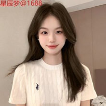 中分假头女长头长直头八字无刘海中长头自然逼真黑色学生全头套式