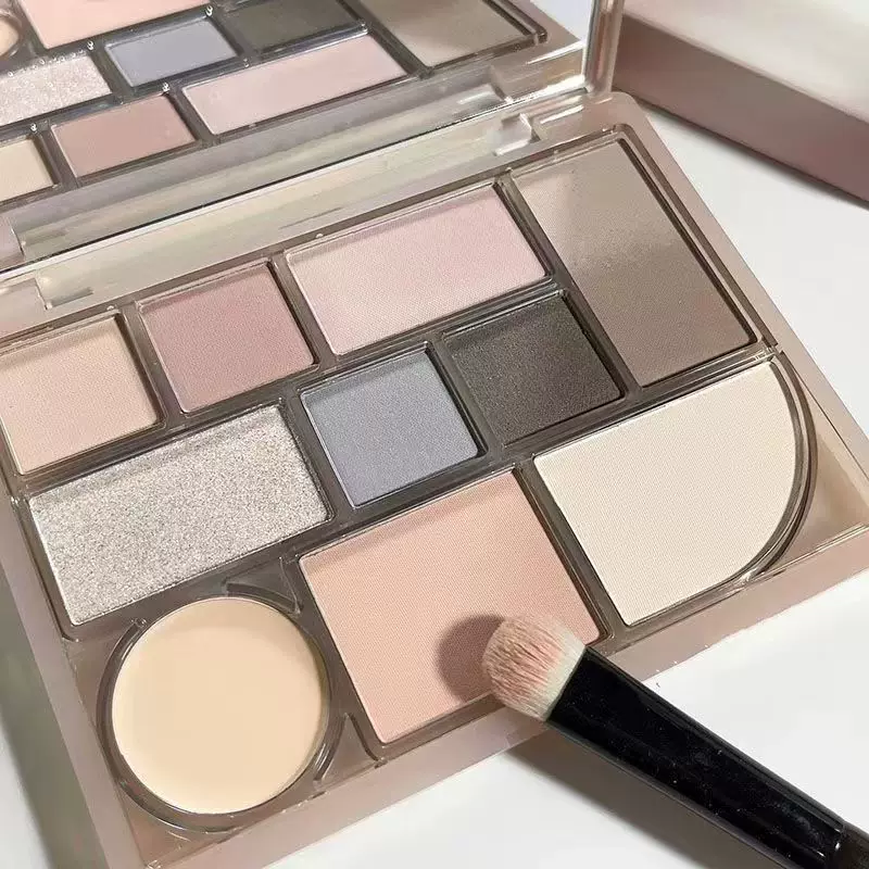 Makeup palette, 10 colors, earth tones, all‑in‑one primer eyeshadow blush highlighter foundation