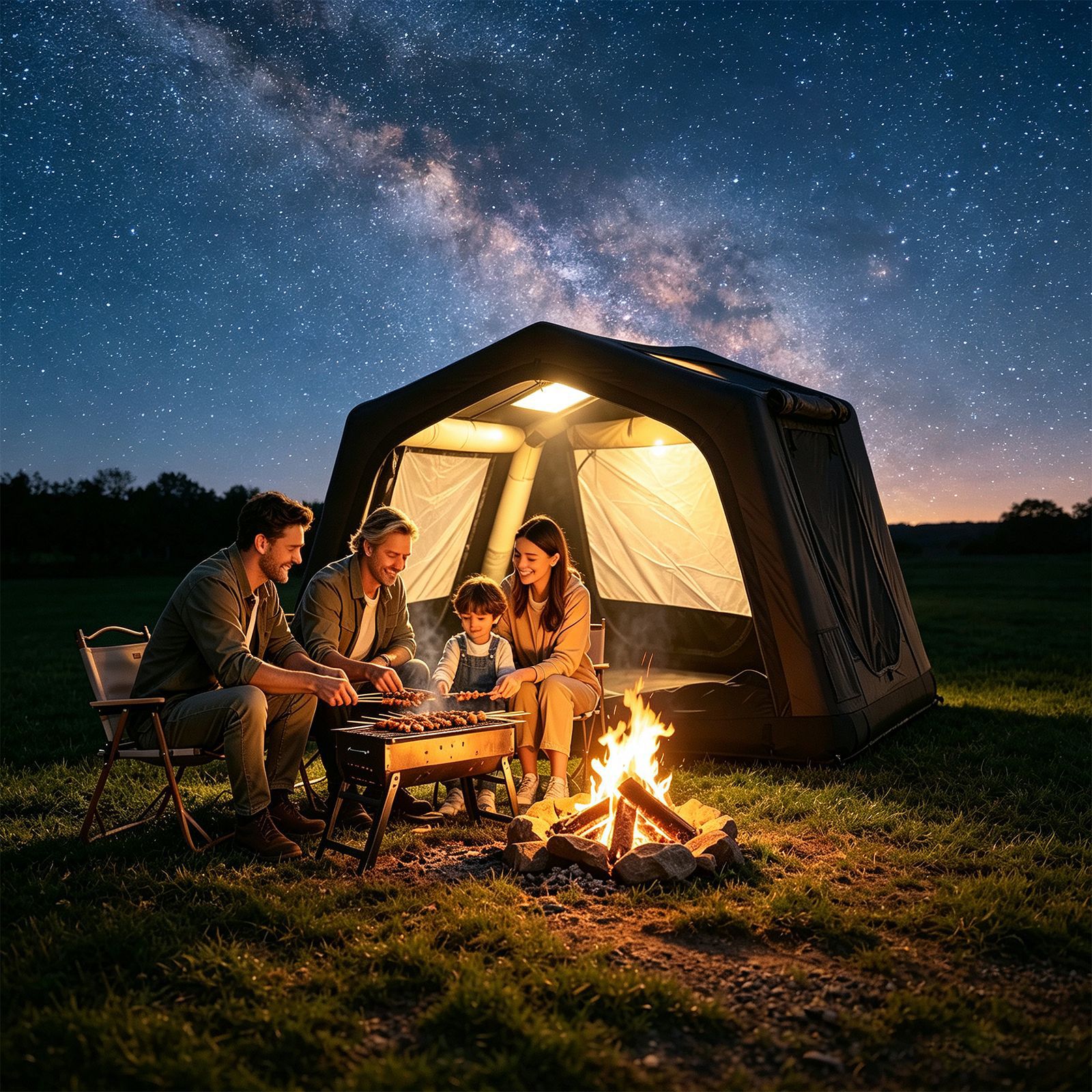Inflatable roof tent for outdoor camping, SUV, tank, off-road, self-driving tours, car camping, foldable car tent