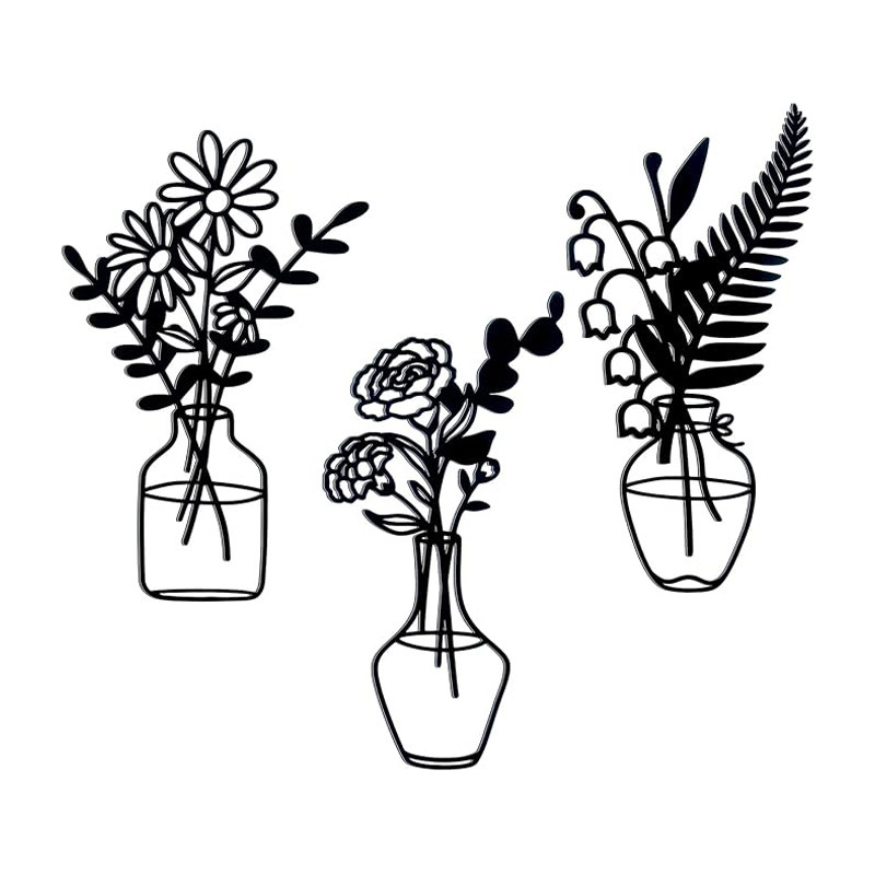 3件套金属花瓶墙饰铁艺墙壁艺术现代极简壁挂壁饰壁挂式|undefined