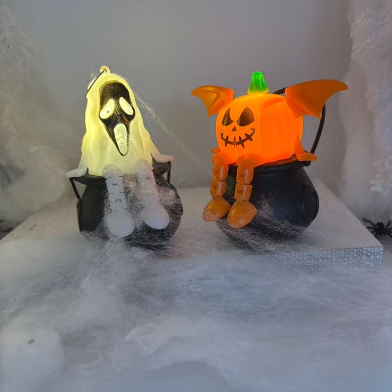 Halloween fantasma luces decorativas de terror colorido LED vela electrónica luz de noche ángel cara cara calabaza luz