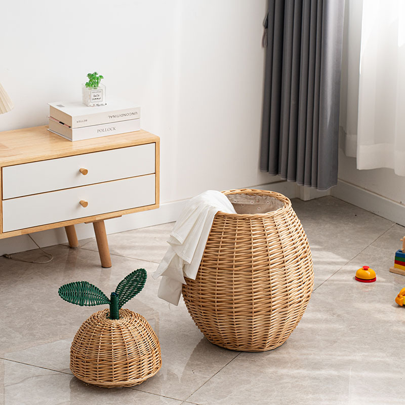 Cesta de almacenamiento de estilo de seda de caña personalizada baño ropa sucia juguetes cesta de almacenamiento de decoración de alojamiento residencial de hoteles cesta de almacenamiento