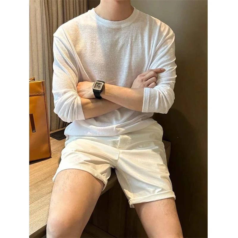 2026 New Summer Breathable Sunscreen Base Shirt Men's Long-Sleeve T-Shirt Loose Fit Versatile Cool and Simple Top