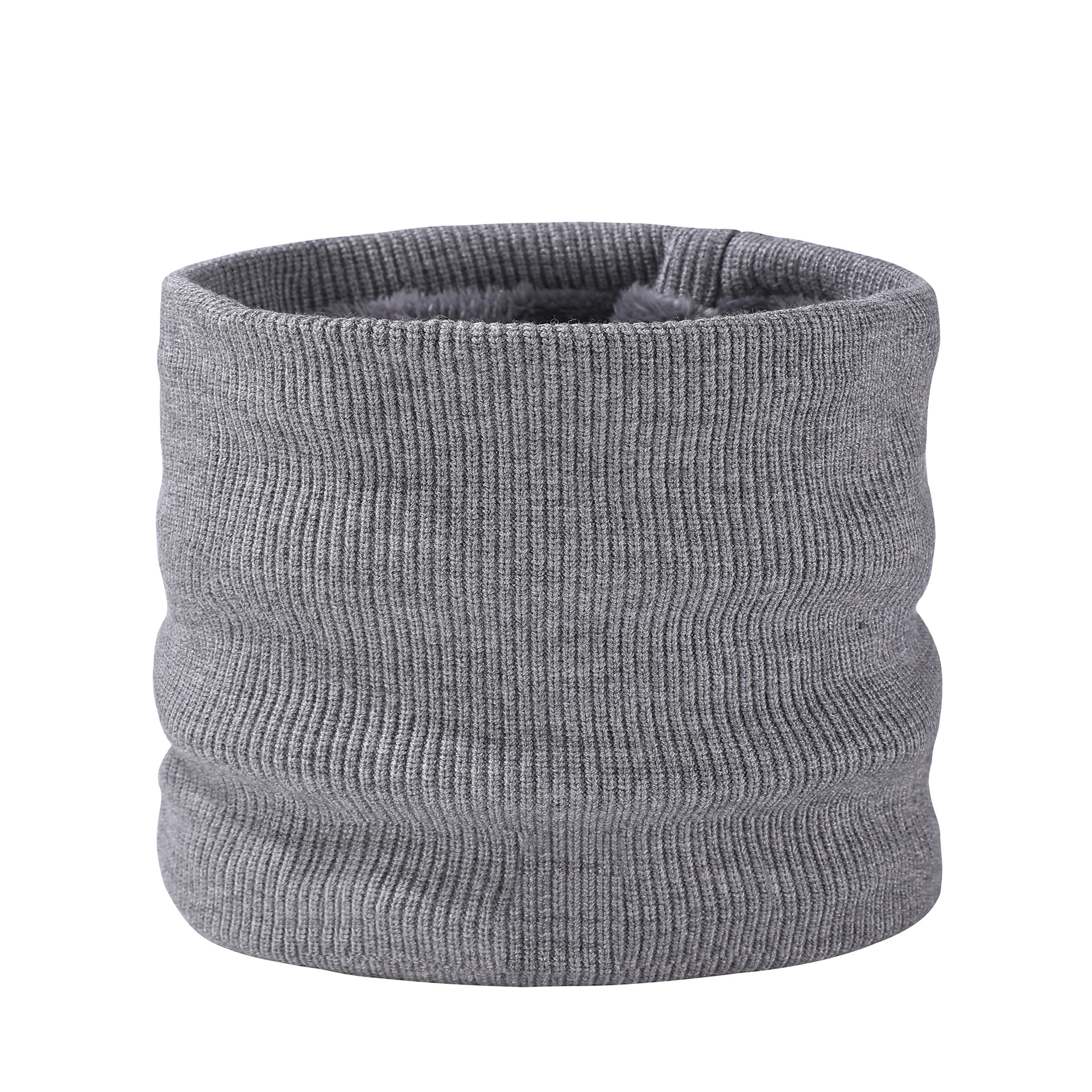 Winter Neck Warmer Unisex Fleece-Lined Thickened Neck Gaiter Outdoor Cycling Mask Versatile Knitted Neck Protector Solid Color Scarf