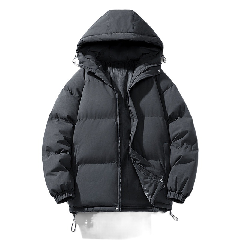 冬の綿の服の男性の純色の帽子のダウンの綿の服のカップルの韓国版のファッションのゆったりしているコートの保温のカジュアルな上着