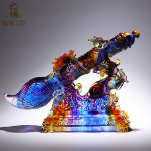 Creative Brush Ornaments, Glass Crafts, Ancient Racks, Cultural and Creative Gifts, High-End Office Study Decorations