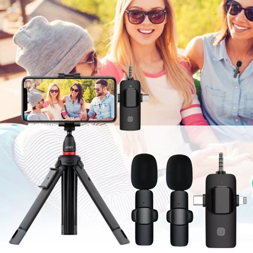 New three-in-one wireless recording lavalier microphone outdoor video live broadcast microphone one-to-two noise reduction microphone cross-border