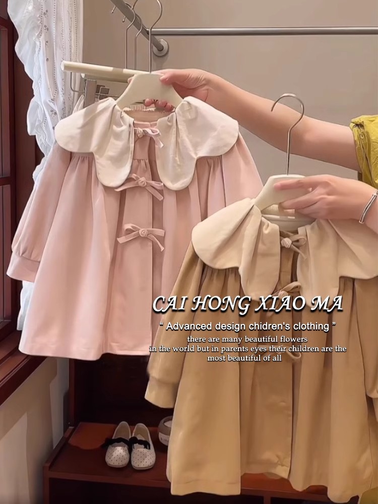 Abrigo infantil de otoño 2025, nuevo abrigo de niñas, niñas, bebés, dulces y lindos petalos, abrigo de cuello