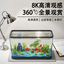 鱼缸小型客厅2025新款家用造景全套生态水缸带盖透明桌面养金鱼缸