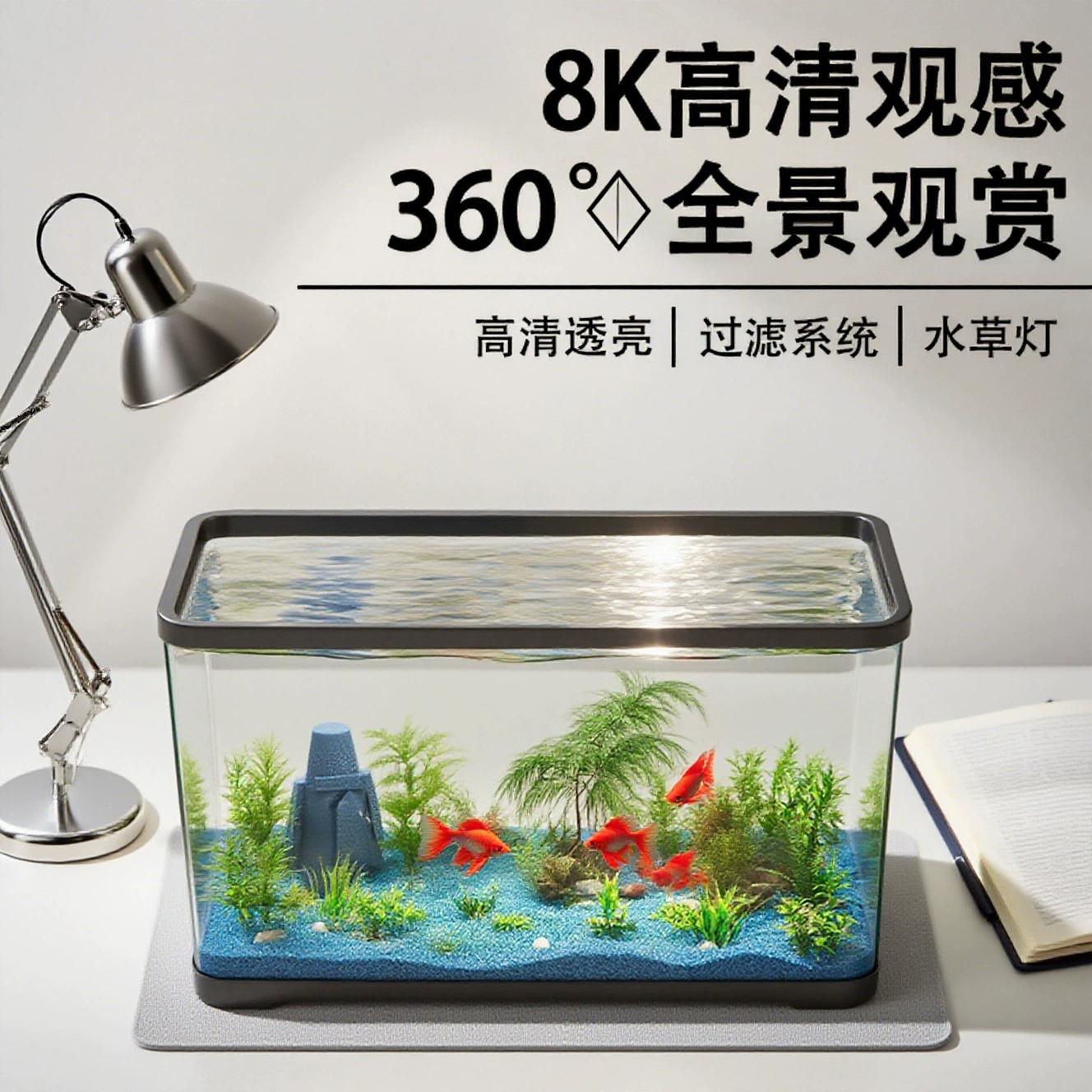 Аквариум маленькая гостиная 2025 новый домашний ландшафт полный набор эко-аквариум с крышкой прозрачный настольный аквариум с золотыми рыбками
