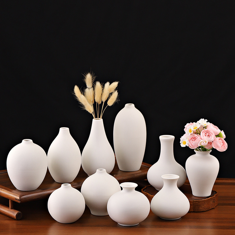 DIY Painted Plain White Vase Ceramics Wholesale Kindergarten Family Handmade Pottery Painting Small Vase Ornaments