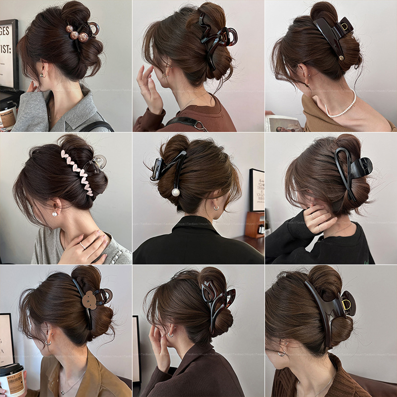 Elegante pinza de perlas de temperamento pinza de tiburón mediana pinza para el cabello mujer 2025 nuevo sombrero de clip de cabeza de sentido avanzado