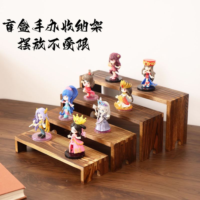 木製収納ラックブラインドボックス手作り階段人形装飾品収納ラック木製ボード組み合わせ香水ディスプレイラック|undefined