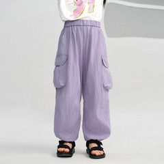 Amira Children's Apparel 2024 Summer New Children's Pants Girls Children Middle Children Dopamine Plain Casual Anti-Mosquito Pants