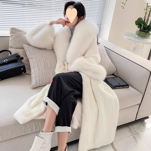 Velvet Mink Fur Coat Women's Whole Mink 2025 Winter New Long Mink Fur Coat
