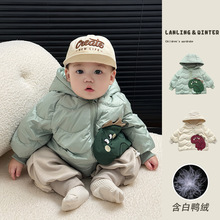 韩版男童冬装羽绒服帅气宝宝卡通恐龙白鸭绒童装婴儿轻薄保暖外套