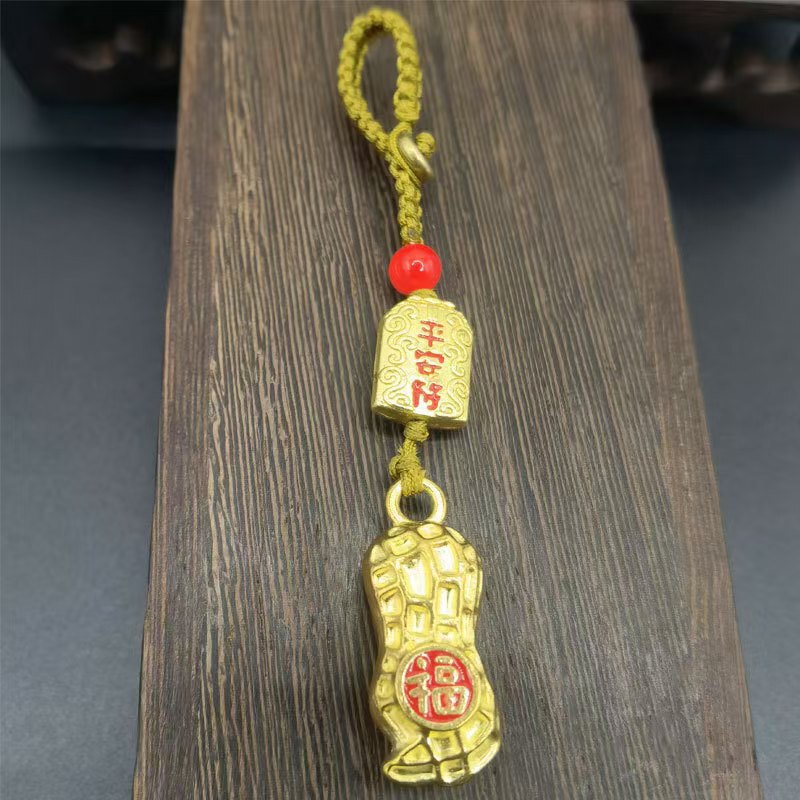 黄铜色精美钥匙扣古风平安葫芦汽车钥匙扣挂件男女通用福禄小挂架|undefined