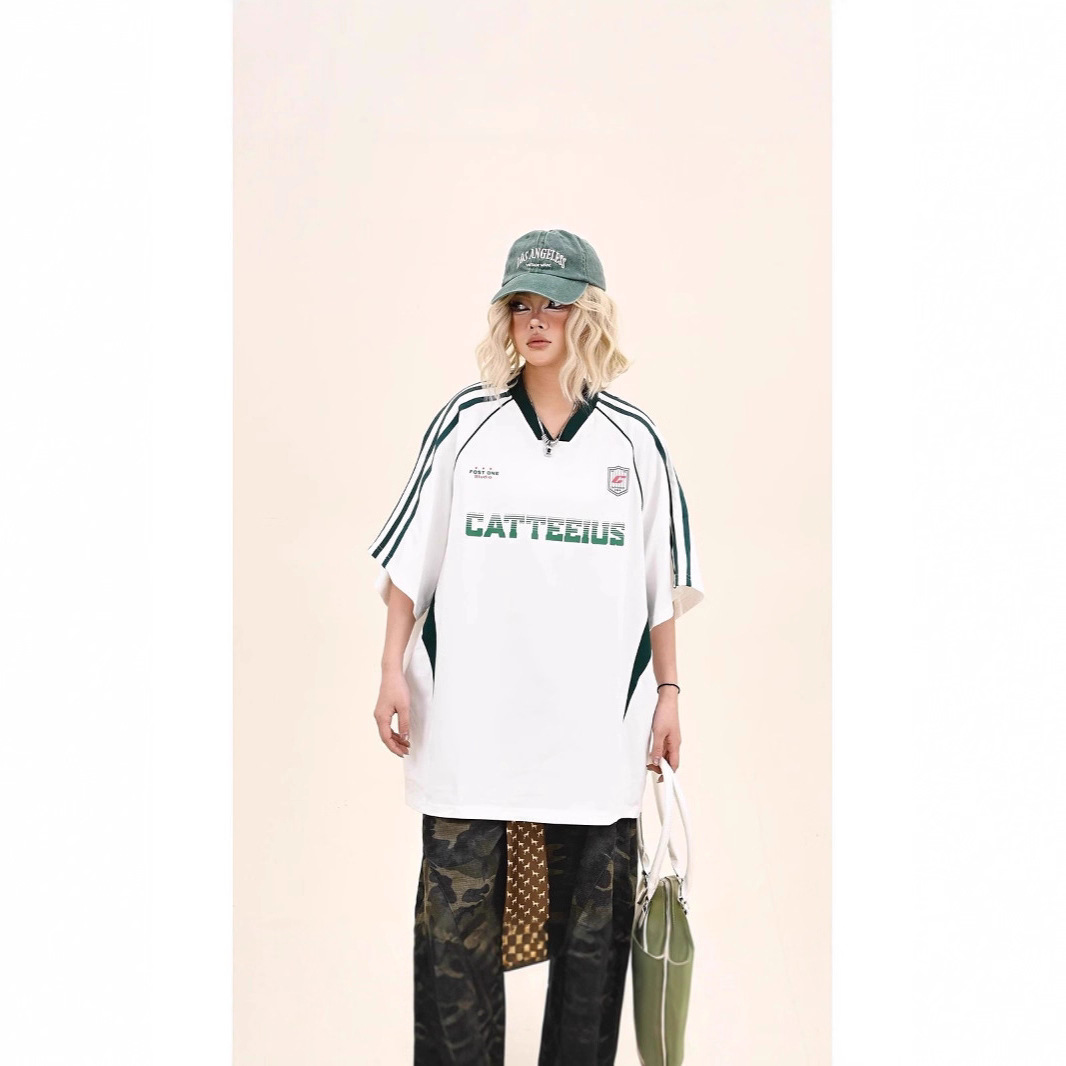 Amrican-styl Sports Short-slv T-shirt Mn And Womn, Loos Fit For Summr, Coupl's Raglan Slv V-nck_viptrois.com