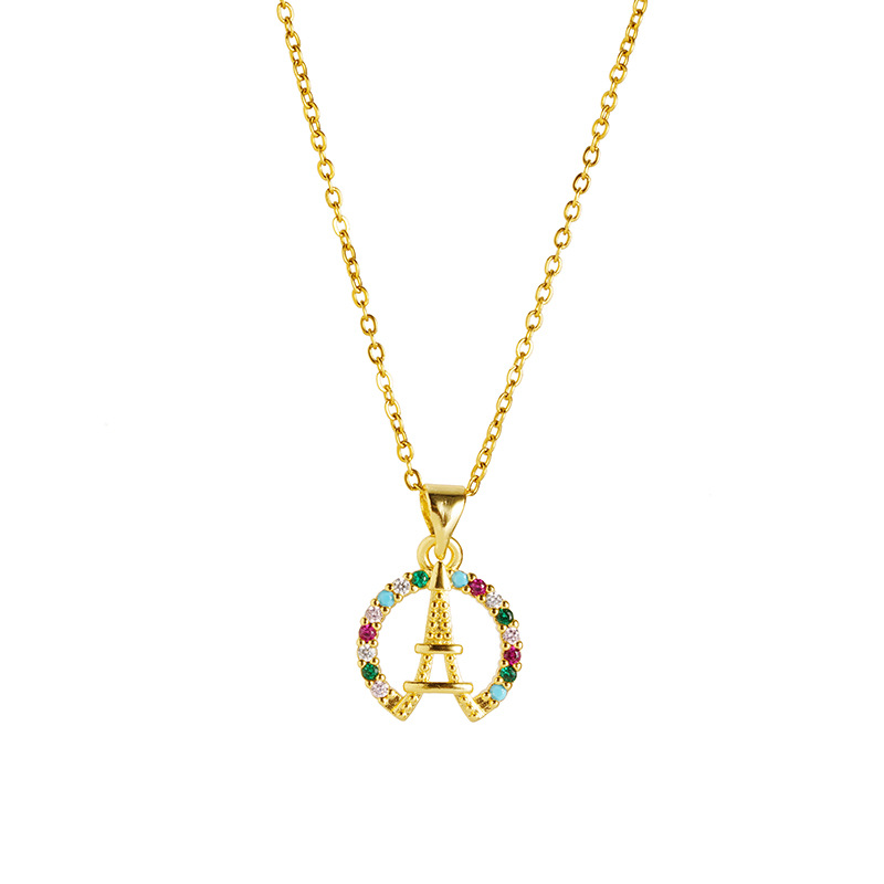 Collar de oro de arena vietnamita simple y alta sensación de aretes de la torre Eiffel lujoso ligero para mujeres no se desvanecerá el suministro de joyas