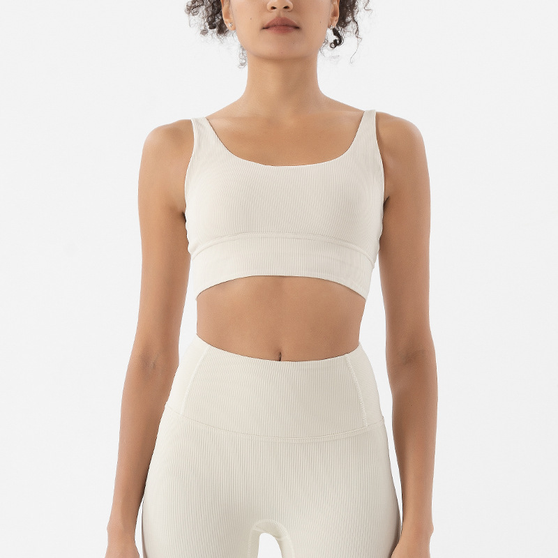 2022 nuevo europeo y americano desnudo costilla yoga ropa interior deportiva chaleco estilo fitness a prueba de golpes correr Sujetador deportivo para mujeres