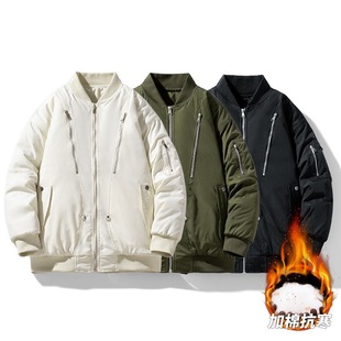 Winter New Men's Korean-style Baseball Collar Solid Color Thickened Warm Cotton Clothes Trendy Couple Internet Celebrant Same Style Fashion Jacket