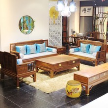 中山新中式刺猬紫檀红木沙发六件花梨木全实木客厅小户型榫卯组合
