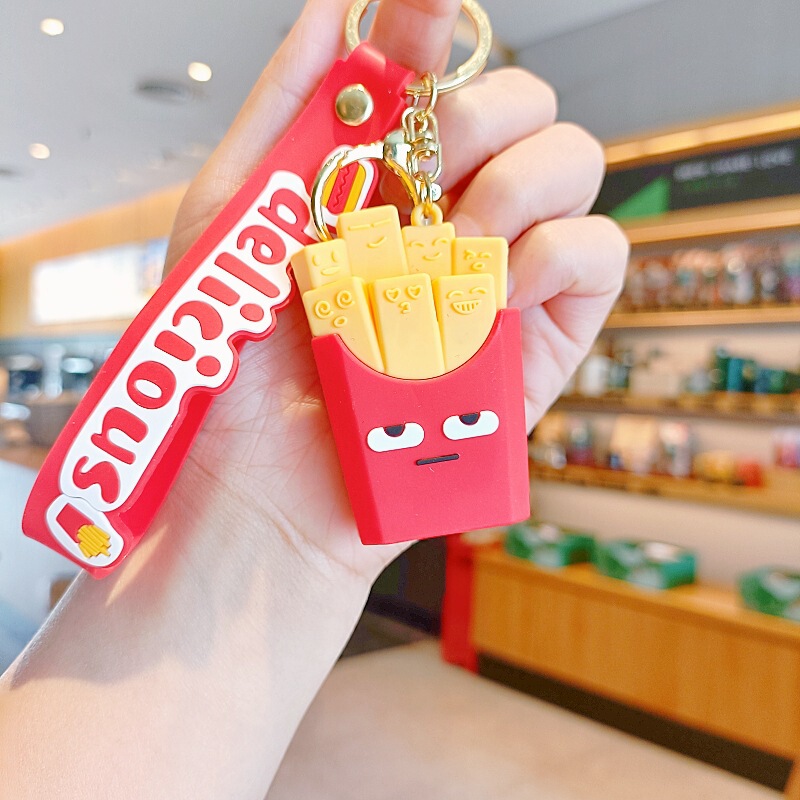 国境を越えたハンバーガーフライドポテトのキーホルダークリエイティブな個性的な人形カップルのかばんストラップのキーホルダープレゼント|undefined