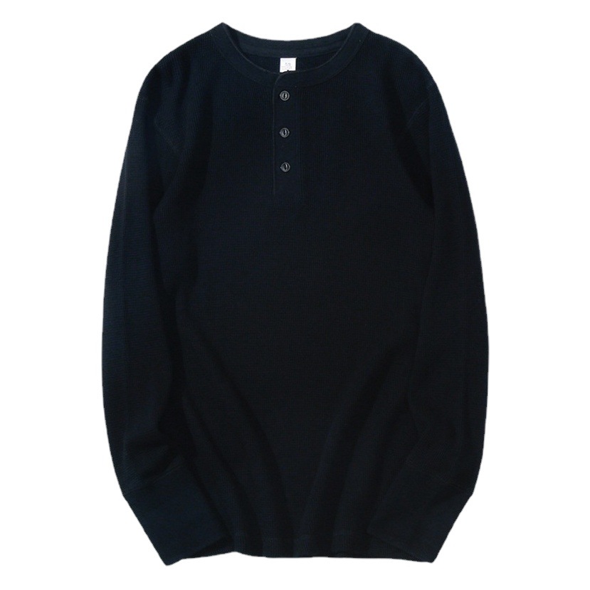 ワッフルのアメリカのレトロなカチカチと重いポンドのヘンリーの襟は底のtシャツを打ちます。